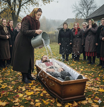 Žena je prišla kovčegu svog muža i izlila sadržaj kante na njegovo lice