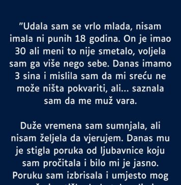 “Sa samo 18 godina udala sam se, on je duplo stariji a to mi nije smetalo tada…” “Sa samo 18 godina udala sam se, on je duplo stariji a to mi nije smetalo tada…” - featured image