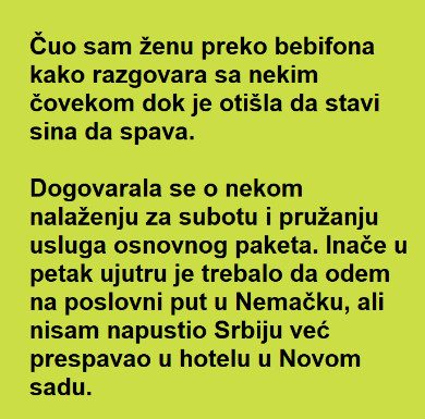 Slučajno je ČUO ženu kako DOGOVARA nešto za subotu , ali kad je OTKRIO usledio je ŠOK! Slučajno je ČUO ženu kako DOGOVARA nešto za subotu , ali kad je OTKRIO usledio je ŠOK! - featured image