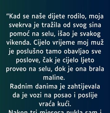 Kada je stigla beba, svekrva je tražila sina samo za sebe: Priča mlade majke pokrenula je veliku raspravu o granicama u porodici Kada je stigla beba, svekrva je tražila sina samo za sebe: Priča mlade majke pokrenula je veliku raspravu o granicama u porodici - featured image
