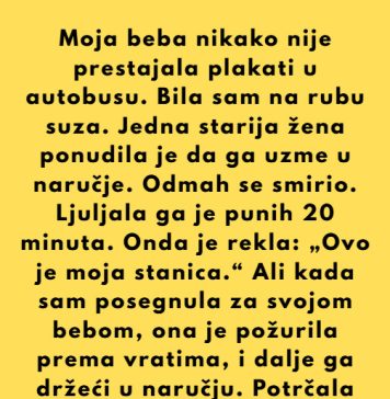 Bio sam u autobusu kada je moja beba počela toliko glasno plakati da su se svi okretali i gledali u nas. Bilo mi je strašno neugodno. Šta god da sam pokušavao, nije prestajao. Bio sam u autobusu kada je moja beba počela toliko glasno plakati da su se svi okretali i gledali u nas. Bilo mi je strašno neugodno. Šta god da sam pokušavao, nije prestajao. - featured image