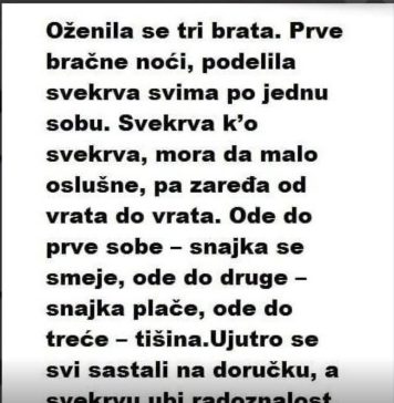 Oženila se tri brata. Prve bračne noći, podijelila svekrva… Oženila se tri brata. Prve bračne noći, podijelila svekrva… - featured image
